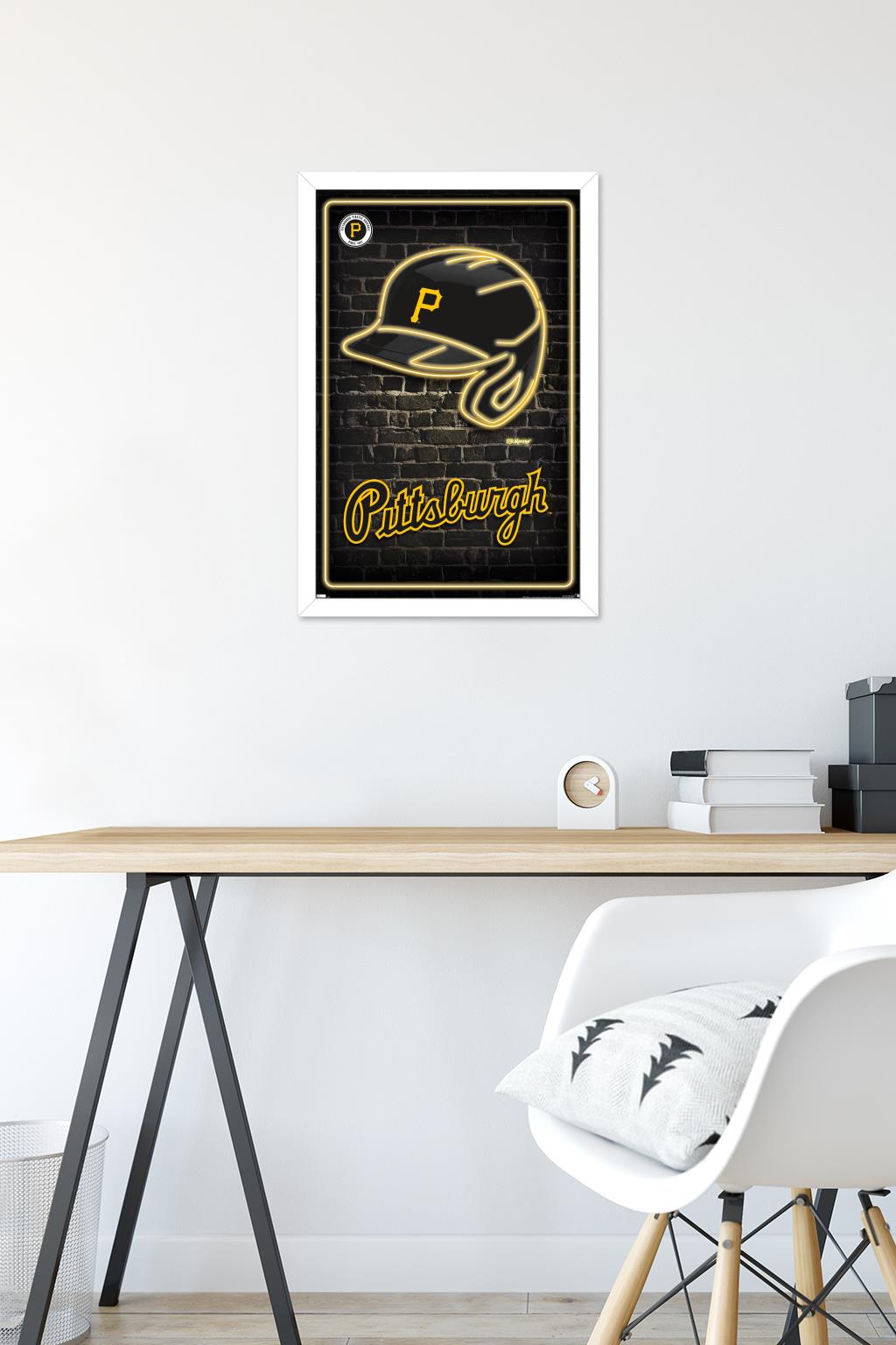 MLB Pittsburgh Pirates - Neon Helmet 23 Wall Poster, 14.725" x 22.375" Framed