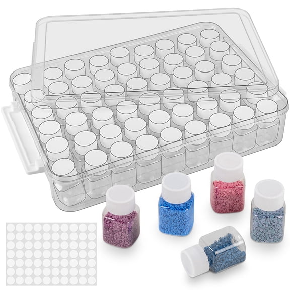54 Slots Diamond Art Storage Box, Bead Storage Box with Labels for Diamond Painting Accessories