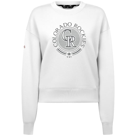 Women's Levelwear White Colorado Rockies Sponge Tri-Blend Grain Sweatshirt