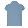 thumbnail image 5 of Mittory Linen Shirts for Women Casual Short Sleeve Solid Color Shirt Tops Summer Loose Fit High Neck Blouse, 5 of 6