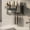 Black, variant on Toothbrush Holders for Bathrooms Toothbrush Holders Wall Mounted with Magnetic Night Light-4 Toothbrush Slots, 3 Independent Storage Compartments Bathroom Decor All-in-One Organizers Accessories