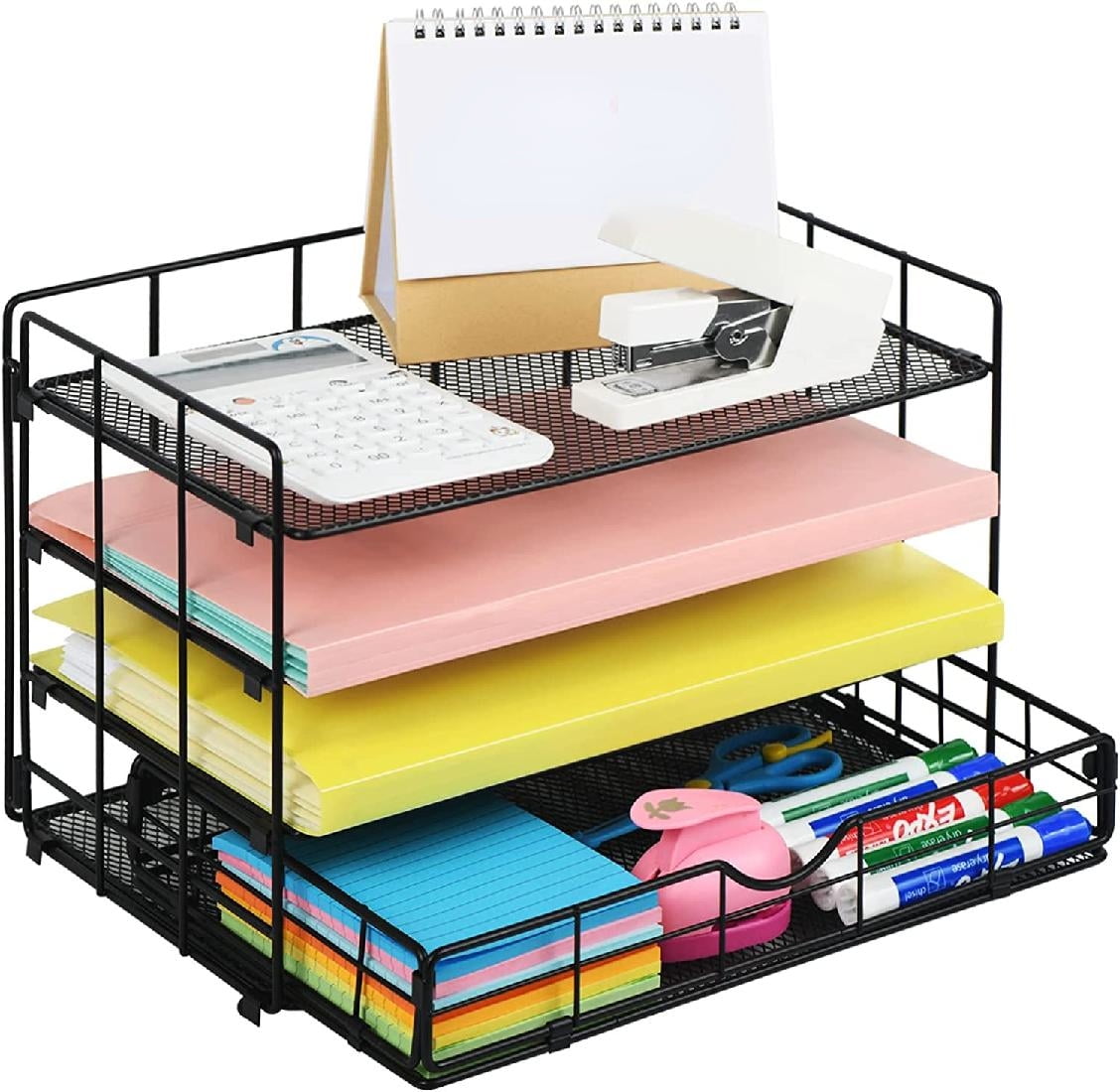 Desk Organizers with Paper Letter Tray, 4 Tier File Organizer with