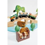 Tender Leaf Toys - Wild Pines Train Set - Stunning Wooden Lumberjack Style Toy Train Set for Age 3+