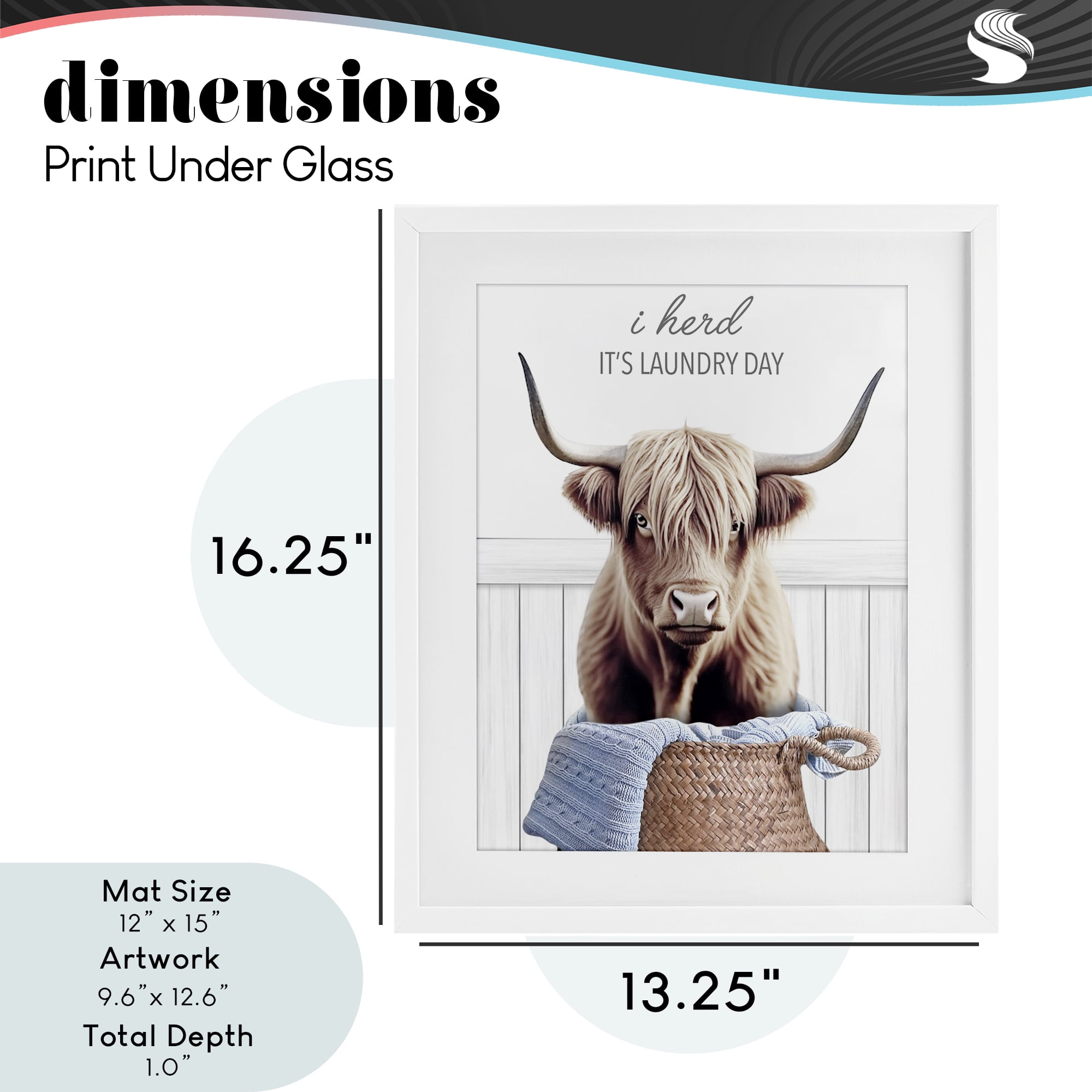Herd It's Laundry Day White Framed Print Under Glass, design by Marcus Prime