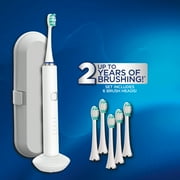 Miracle Smile Sonic Toothbrush, 5 Sonic Speeds, USB Charging Dock, Includes 6 Brush Heads