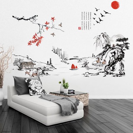 Chinese Style Ink Painting Wall Decal Kids Room Decoration Stickers Removable Pvc Home Wallpaper Walmart Canada