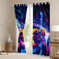 thumbnail image 3 of Feelyou Cool Automobile Child Blackout Curtains Set of 2 (52x84 Each), Speed Racing Car Window Curtains, Glitter Ombre Stripes Lines Curtains and Drapes, Blackout Curtains Room Decor, 3 of 6
