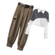 thumbnail image 2 of sweethay Camisa de piezas para mujer, pantalones, conjunto de patrón de empalme, camisa chal, Retro, informal, ligero, portátil, ropa para conjuntos de ropa Blanco Gris Caqui 2 sweethay AP013495-20, 2 of 6