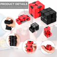 thumbnail image 3 of 2 Pieces Infinity Cube Fidget Hand Killing Time Transform Cube Fidget Block Mini Cube Relaxing Hand-Held Cube Sensory Toy for Adults Boys Girls (Black, Red), 3 of 7