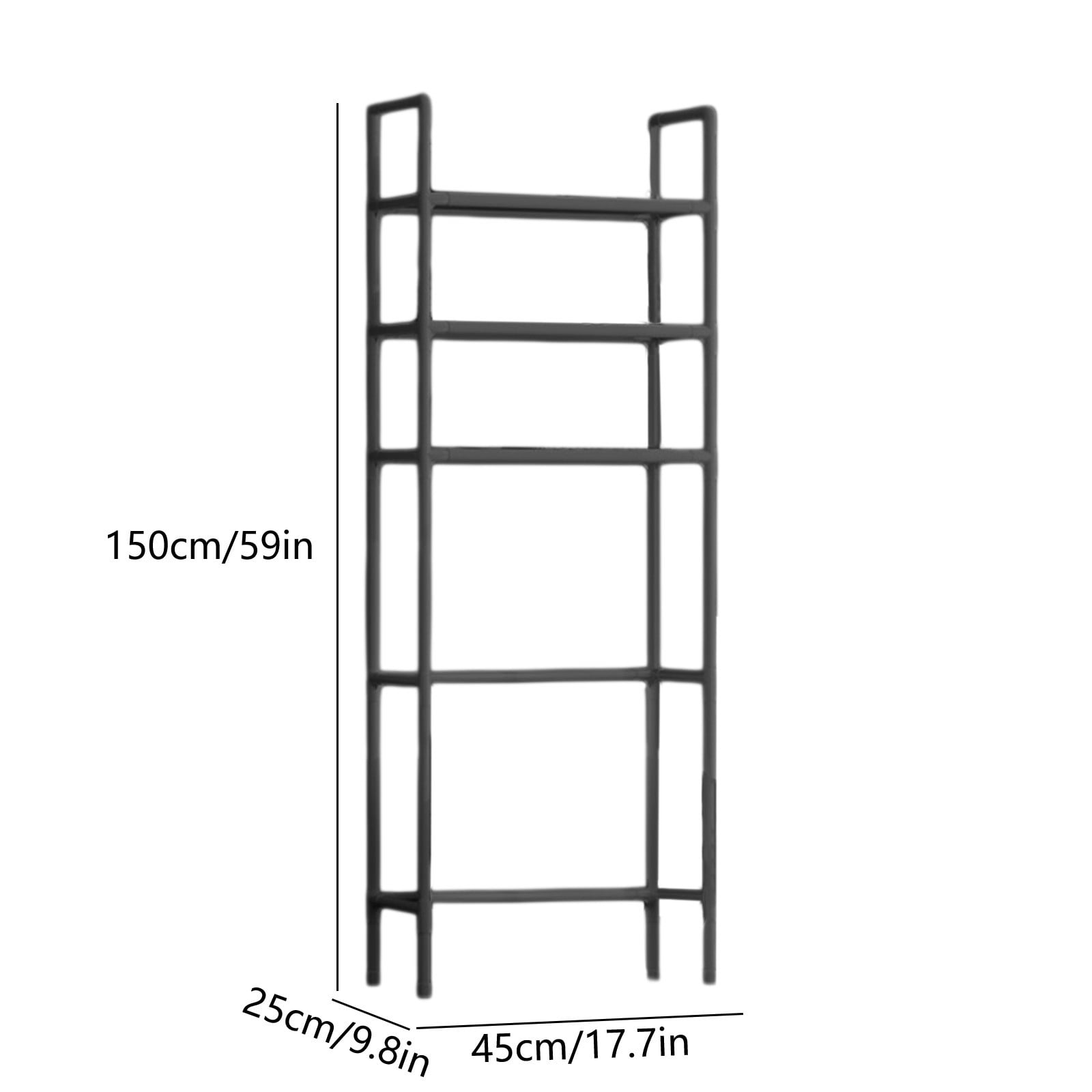 Floor Standing Over The Toilet Storage Shelf | Bathroom & Balcony Organizer Rack | 59" Tall Laundry & Tumbler Storage Unit | White or Black Plastic Shelving