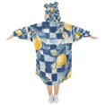 thumbnail image 2 of FORMRS Wearable Blanket Hoodie with Sleeves for Kids Cozy Flannel Sweatshirt, Retro Plaid Lemon, 2 of 7