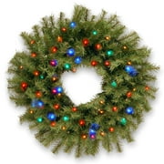 Angle View: 24" Norwood Fir Wreath with 50 Concave Multi 4-Color LED Lights