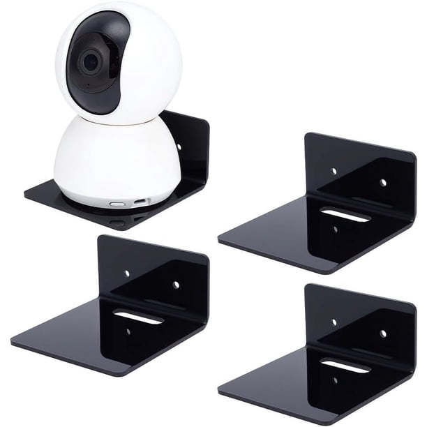 4 estantes flotantes de pared, estantes acrílicos negros, estantes pequeños para exhibición, estantes colgantes