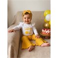 thumbnail image 3 of RUINIXCW Infant Girls Birthday Outfit Long Sleeve Romper Flare Pants and Headband, 3 of 7