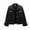 Black, variant on Zefriona Womens Cropped Denim Jacket Rhinestone Embellished Long Sleeve Casual Jean Coat Black Size L
