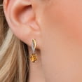 thumbnail image 3 of Gem Stone King 2.27 Ct Oval 8x6mm Orange Red Madeira Citrine 925 Silver and 10K Yellow Gold Lab Grown Diamond Dangle Earrings, 3 of 6