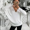 thumbnail image 4 of GigrtiJin Plus Size Tops for Women Long-Sleeved Casual V-Neck Pullover Top Solid Color Basic Loose Shirt Blouse, 4 of 6