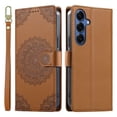 thumbnail image 2 of Leather Case For Samsung Galaxy S26 5G 6.3",Embossed Totem Wallet With Card Holder,Wristband, Shockproof Kickstand Magnetic Cover,Brown,For Galaxy S26 (5G), 2 of 6