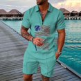 thumbnail image 4 of Vedolay Sets For Men Men's Hawaiian Sets Short Sleeve Beach Flower Shirts and Shorts Outfits,Mint Green 3XL, 4 of 5