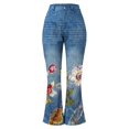 thumbnail image 4 of Fshinging Womens Sweatpants Printed Pattern Loose Flared Hem Jeans Stretch Flared Bottoms Palazzo Pant, 4 of 5