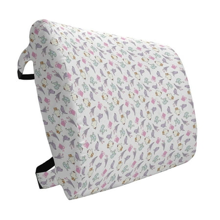 

Birthday Lumbar Pillow Sketch Art Style Birds Cupcakes Carriages and Tulip Flowers Theme Soft Back Cushion for Office Chairs with Adjustable Straps 14 x 13 Multicolor by Ambesonne