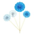 thumbnail image 1 of fastboy 4pcs Paper Fans Decoration Birthday Party Gold Cake Topper Set Colorful Round Cakes Topper, Blue, 1 of 5
