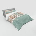thumbnail image 3 of Ambesonne Summer Bedding Set 3 Pcs, People Sunbathing by Pool, Twin XL, Pale Teal and Coral, 3 of 3