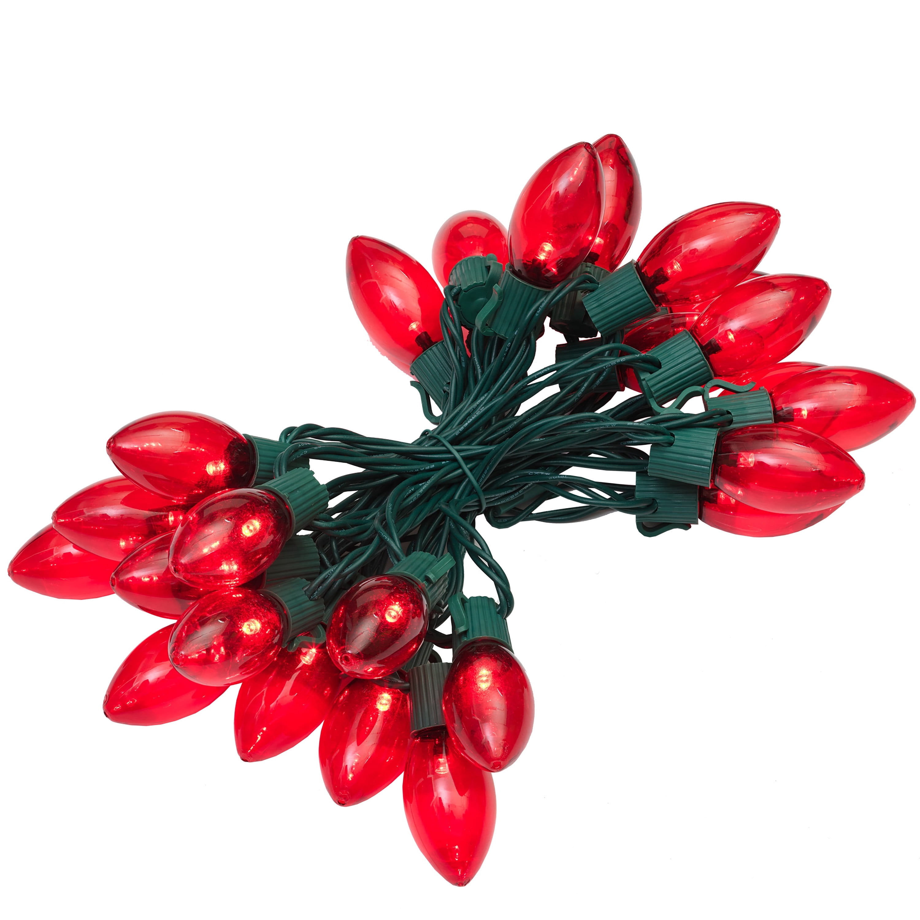 Indoor/Outdoor 25-Count LED Ultra Bright C9 Christmas String Lights, Red, Green Wire, 14', by Holiday Time