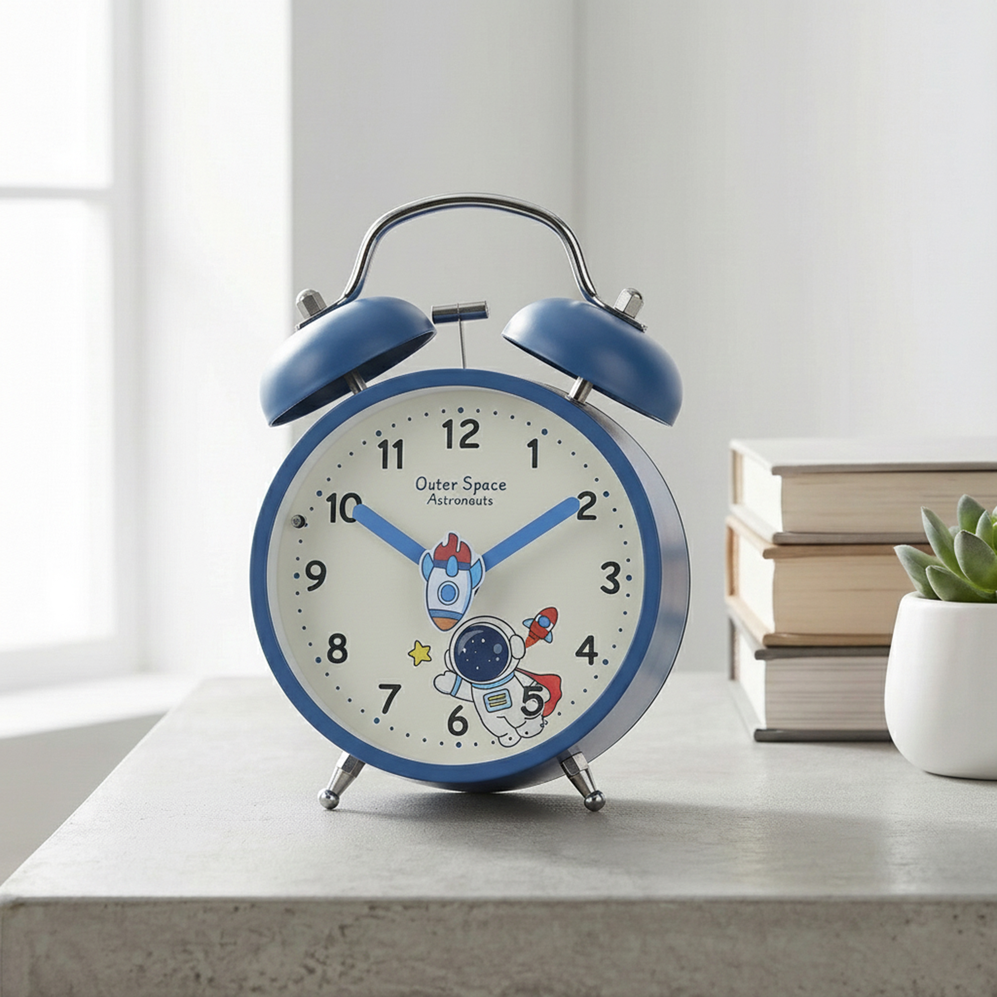 Unique Bargains Alarm Clock with Astronaut Pattern Dark Blue 4.2"L x 2.1"W x 6.4"H