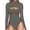 Grey, variant on Front Cutout Long Sleeve Slim Fit Bodysuit Body Shaper Tummy Control White Xl