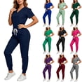 thumbnail image 5 of Purcolt Scrub Sets for Women Stretchy V Neck Tops and Drawstring Tapered Jogger Pants Comfort Medical Uniforms Sets for Nurse Esthetician Workwear, 5 of 5