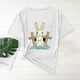 thumbnail image 3 of Camisas de Manga Corta para las Mujeres Moda Casual Impresión Cuello Redondo Suéter Tee Blusas, 3 of 4