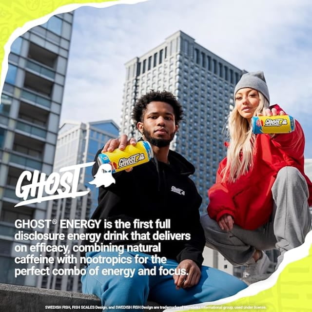 6 pack) GHOST® ENERGY Zero Sugar Energy Drink, SWEDISH FISH