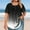 Black, variant on 4X Women's Plus Size Clothes Under $10 Short Sleeved Round Neck Button Up Pleated T-shirt Top