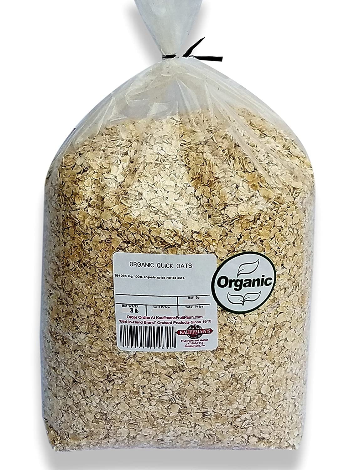 Bulk Organic NonGMO Quick Oats, 3 Lb. Bag (Pack of 4)