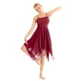 thumbnail image 2 of YONGHS Women's Girls Lyrical Camisole Ballet Dance Dress Asymmetric Chiffon High Low Skirts Wine_Red M, 2 of 7