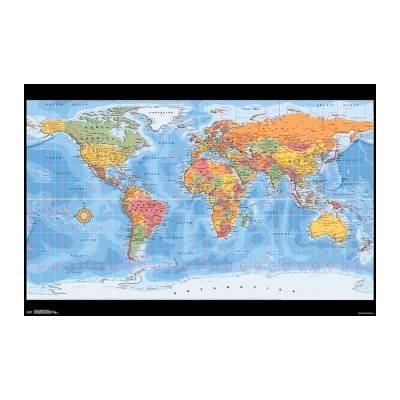 Póster Trends International mapa horarios del mundo 1 pza