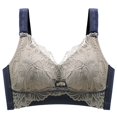 thumbnail image 5 of Sujetador de látex fino con encaje en contraste de color, sin aro de acero, pecho grande, ropa interior pequeña, ajustable para mujer, 5 of 5