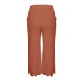 thumbnail image 5 of Cagogo Women's Plus Size Capri Pants Elastic Waist Casual Loose Pants with Pockets Solid Cropped Trousers Summer Beach Work Lounge, Orange 3XL, 5 of 5