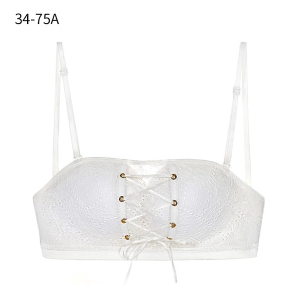 Sujetador de mujer sin tirantes Hacer subir Sujetador acolchado sin alambre Bralette Girl Slim Fit Chest Wrap Underwear, Blanco, 34 / 75A sidaley AP001241-01B