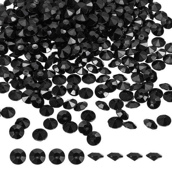Uxcell 1000 Pcs Wedding Table Scatter Confetti Fake Crystals, Acrylic Diamonds Rhinestones Vase Fillers Gems for Crafts, Table Centerpiece Decor, Bridal Shower Party (Black, 8mm)