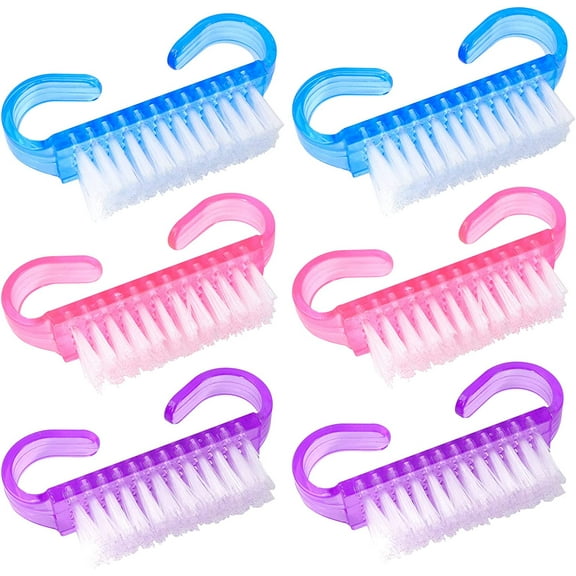 Nail Brush, 6 pcs Nail Clean Brush, Plastic Handle Nail Finger Tip Scrubbing Brushes for Nails, Garden, Home & Salon Use