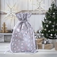 thumbnail image 2 of Toystoory Bolsa de regalo de Papá Noel Bolsa de dulces Copo de nieve Bolsa crujiente Bolsa con cordón Feliz Navidad Kits de decoración para fiestas Plata mediana, 2 of 6