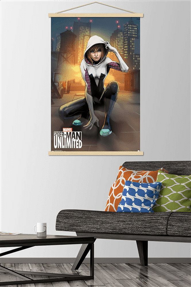 Marvel Comics Video Game - Spider-Man: Unlimited - Spider-Gwen Wall Poster with Wooden Magnetic Frame, 22.375" x 34"