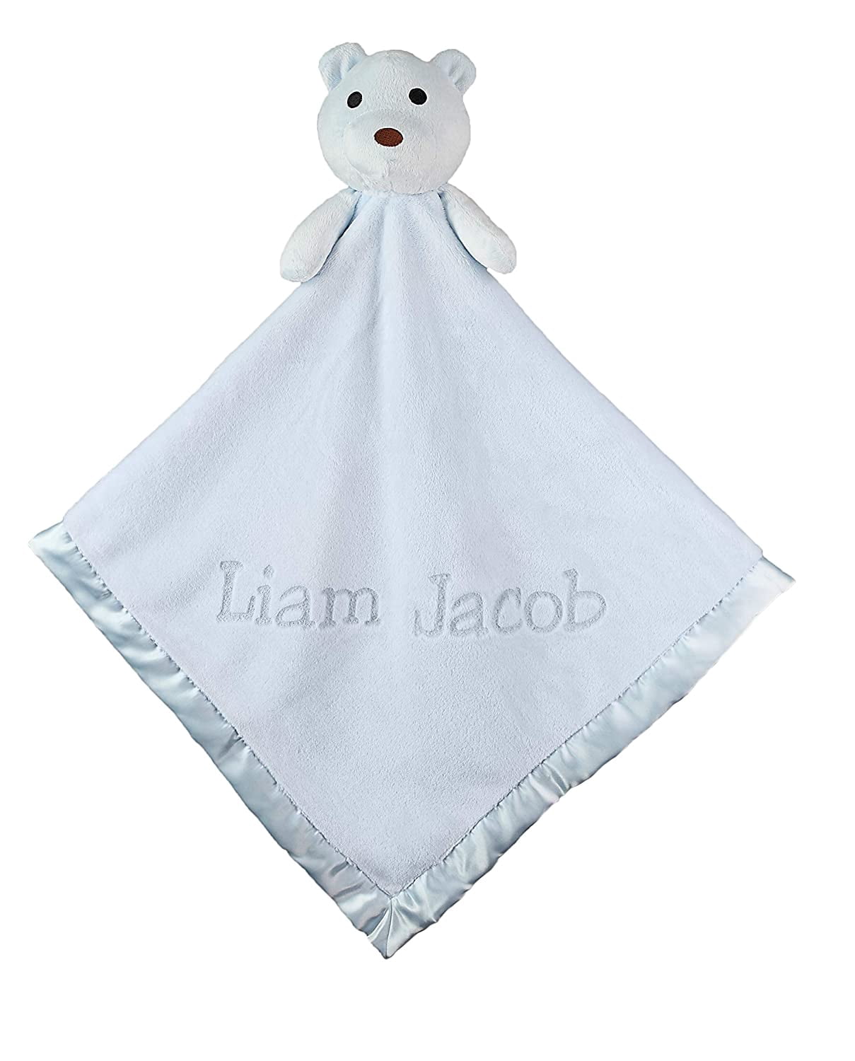 Custom Catch Personalized Teddy Bear Baby Blanket Gift for Boy - Blue