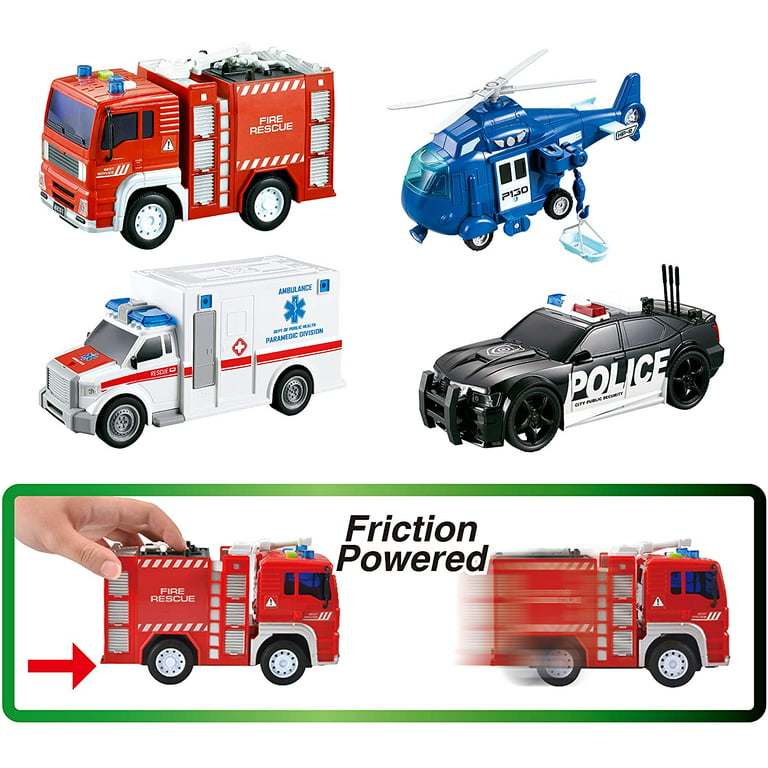 Toyshine Friction Powered Rescue Ambulance Toy Emergency Vehicle with  Lights and Sound, Red : : Toys & Games