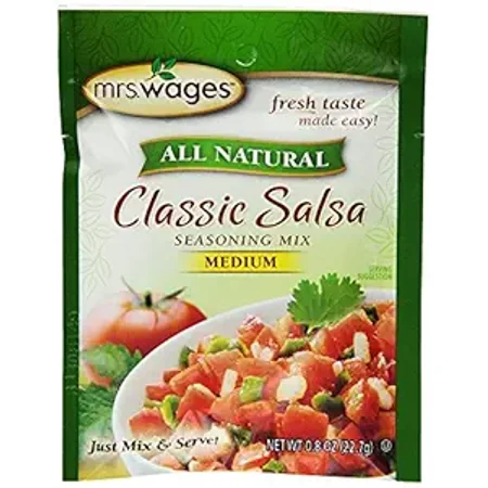 Mrs. Wages Medium Classic Salsa Seasoning Mix | Easy-To-Use | Quick Homemade Salsa | Medium Heat Flavor | Delightful Classic Salsa | 0.8 oz packet