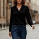 thumbnail image 2 of RKSTN Women's Satin Silk T Shirts Oversized Dressy V Neck Elegant Pleated Front Puff Long Sleeve Shirts Womens Casual Solid Plus Size Loose Fits Comfy Formal Business Baggy Work Office Blouses, 2 of 7