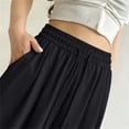 thumbnail image 4 of yeiolnoer Pants for Women Drawstring Elastic Waist Pants Casual Wide Leg Long Pants with Pocket Fashion Outfit(Black,Medium), 4 of 7