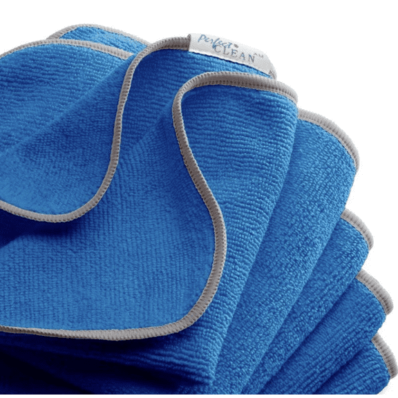 PerfectCLEAN - Micro-Denier Microfiber Cleaning Wiper, Absorbent Cleaning Towels, Streak-Free Microfiber Cloth for Cars, Windows, and Bathrooms, Cleaning Supplies, 16”x16'', 5 Count, Blue
